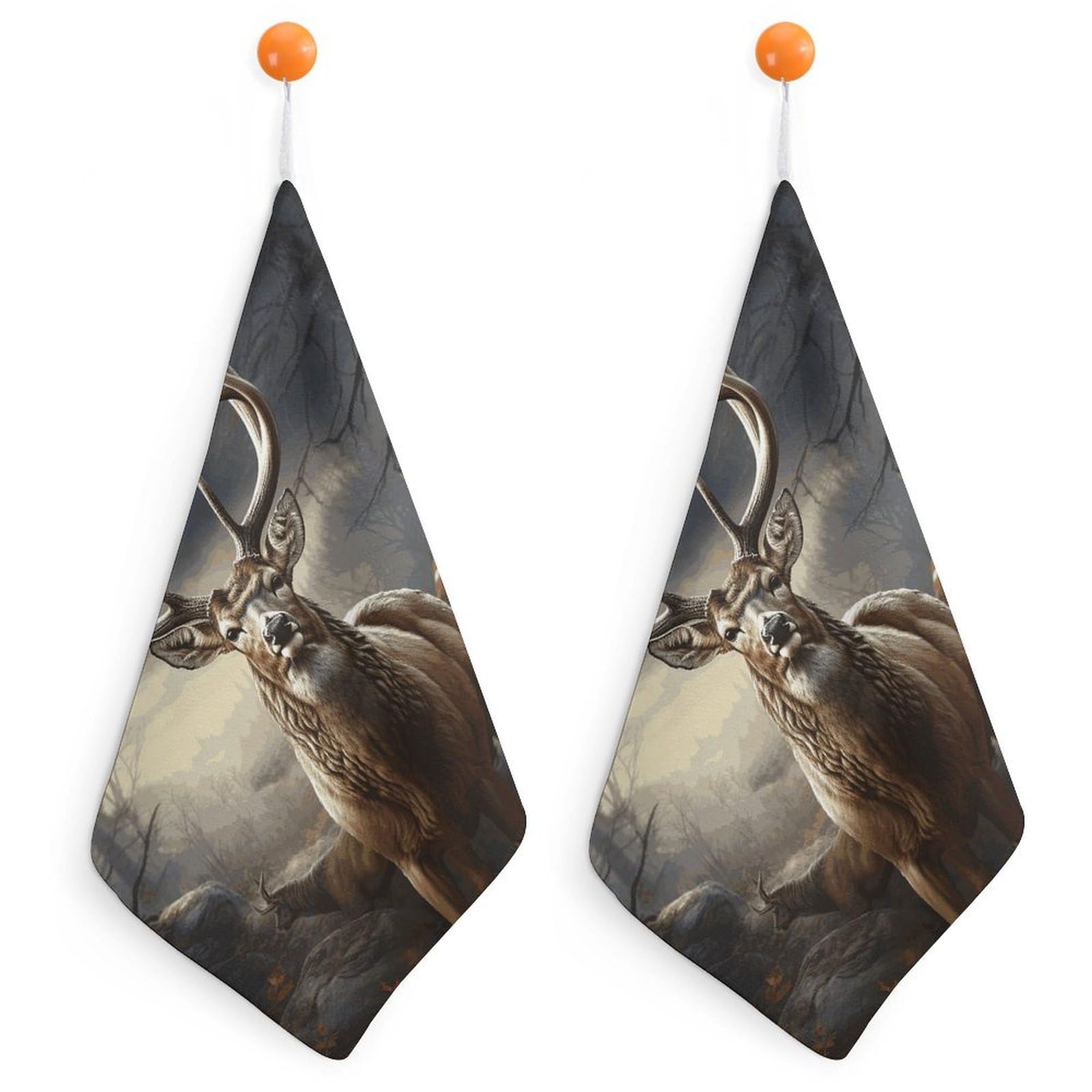 QMNLKH Deer Hunting Season Hand Towels for Kitchen, Quick Dry Hanging Hand Towels with Loops, Absorbent Hand Towel for Bathroom, Square Soft Microfiber Towels for Gym, 11.8inch 2PCS