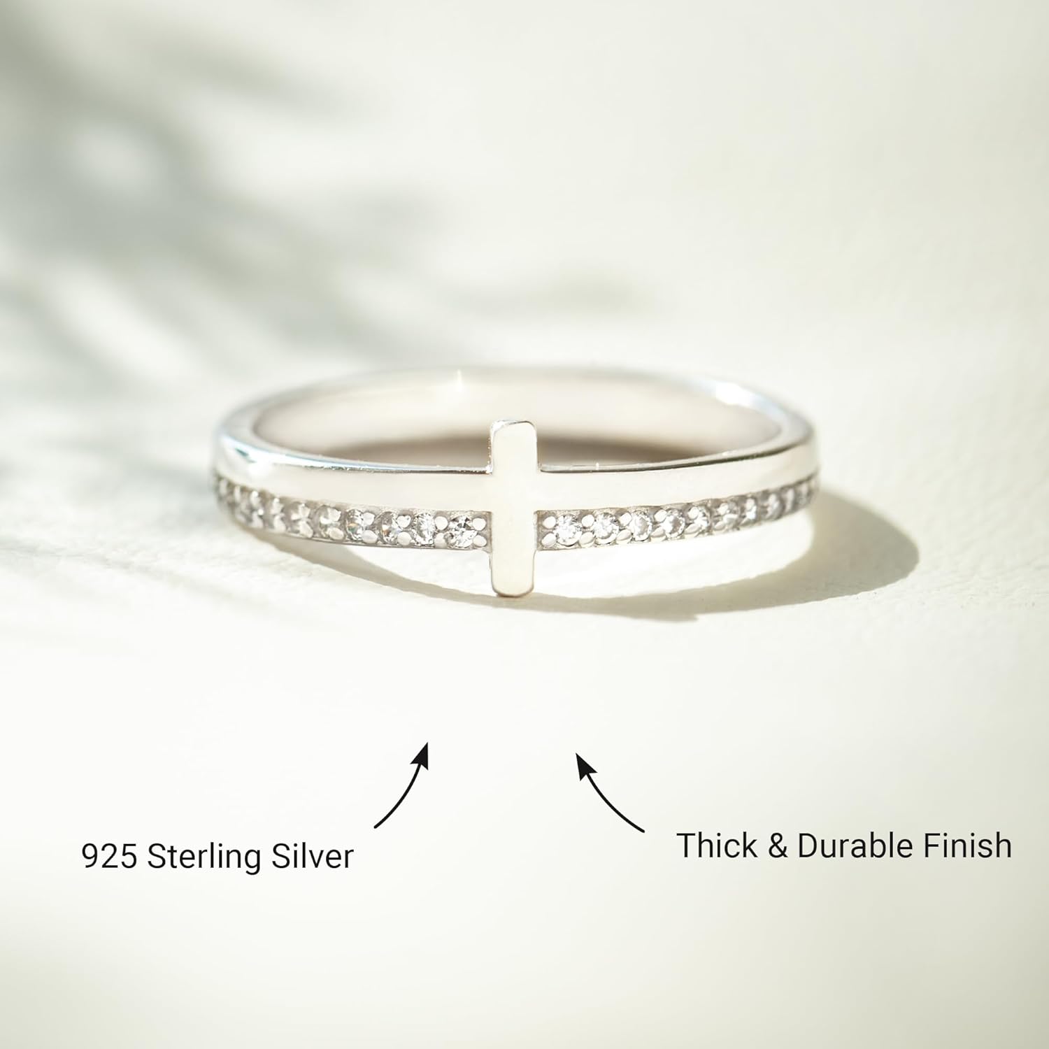 STORYJEWELLERY Cross Rings for Women, 925 Sterling Silver Purity Ring with Cubic Zirconia, Dainty Christian Jewelry, Confirmation and Baptism Gifts - Image 4