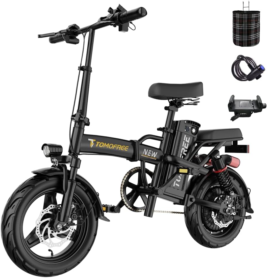 Tomofree S1 PRO Folding Electric Bike for Adults, 800W Motor, 20MPH Speed, 48V Removeable Battery, 40Miles Range,14inch Compact Foldable Electric Bike, Mini E Bikes for Adults and Teens