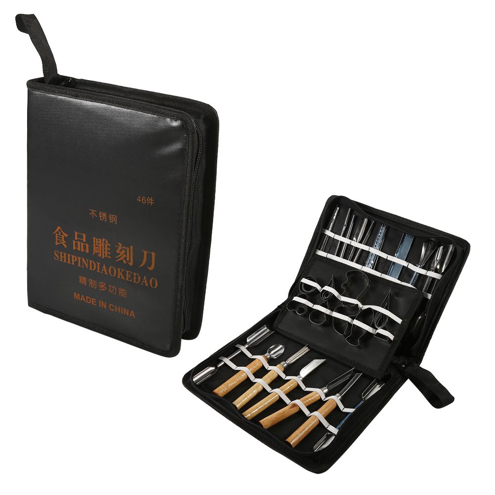 Juego de Herramientas de Talla Culinaria 46pcs Kit de Herramientas de Guarnición/Corte/Rebanado Portátil para Alimentos de Frutas y Vegetales