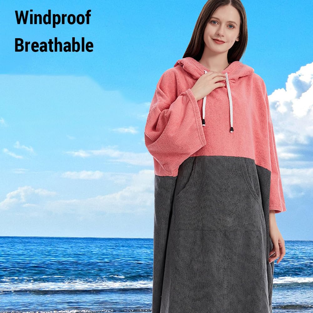 Asciugamani da bagno ad asciugatura rapida per piscina, accappatoio ad asciugatura rapida, poncho surf immersioni con cappuccio, mantello da spiaggia, antivento, caldo, adatto per uomini e donne