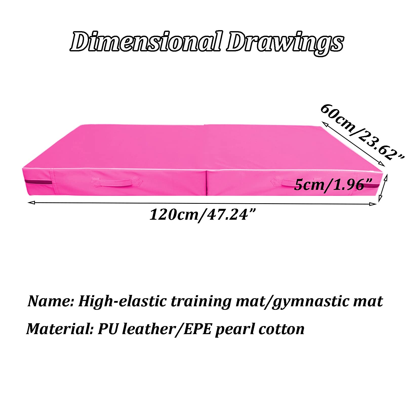 Tappetino Pieghevole Ginnastica Pieghevole PU. Ginnastica Tumbling, Tappetino per Esercizi con Maniglie, Push-up, Fitness, Ginnastica Tappetino da Allenamento (Color : Purple2, Size : 120x60cm)
