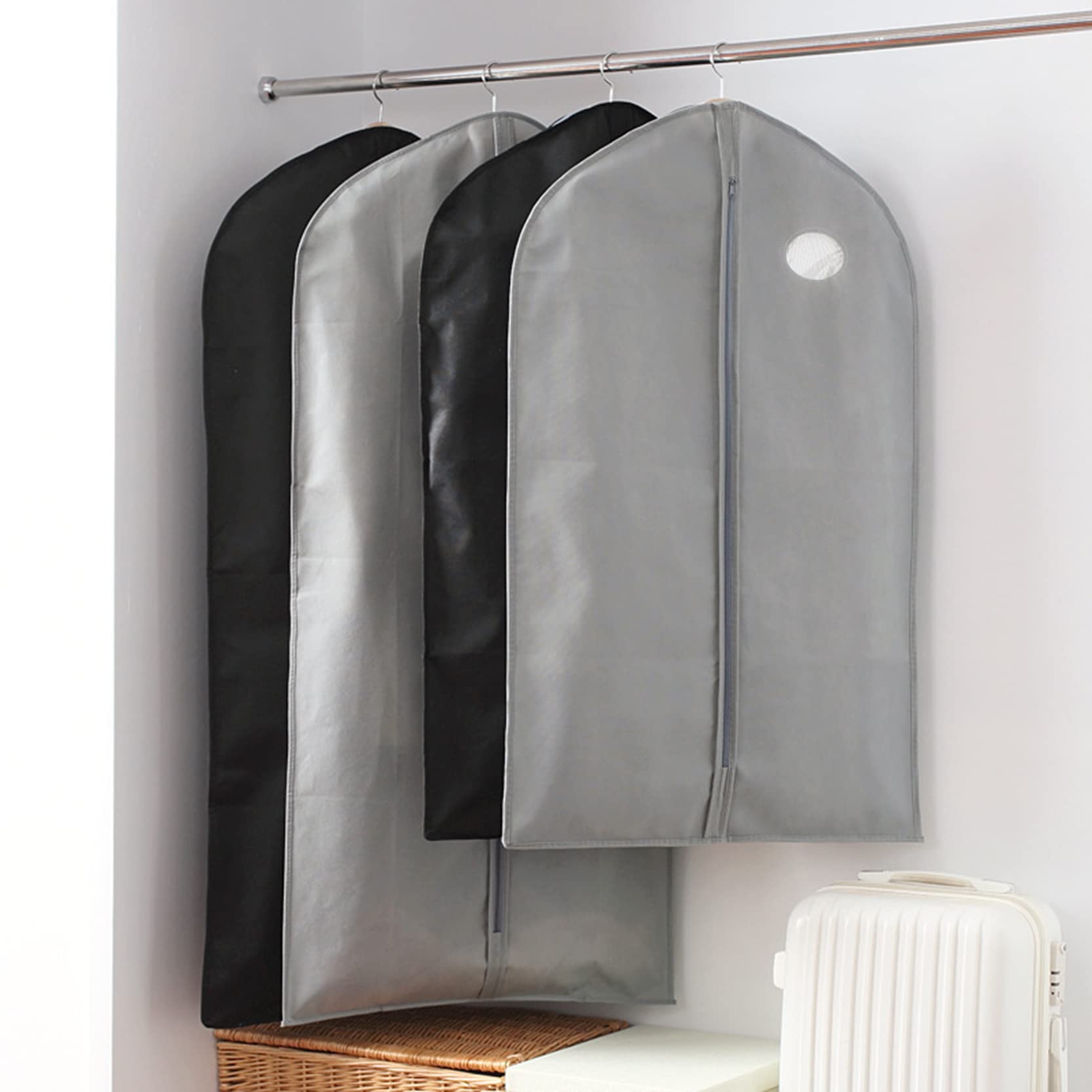 Acan Tradineur Lot de 6 housses pour costumes, TNT, fermeture éclair, respirantes, rangement de vêtements, manteaux, vestes, pulls (gris, 60 x 100 cm Acan Tradineur Lot de 6 housses pour costumes, TNT, fermeture éclair, respirantes, rangement de vêtements, manteaux, vestes, pulls (gris, 60 x 100 cm
