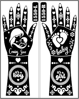 Gaunumaa Expecting Mother Mehndi Stencil Sticker with Baby Symbol Art, Floral Motifs and Celebration Hand Design Price In India