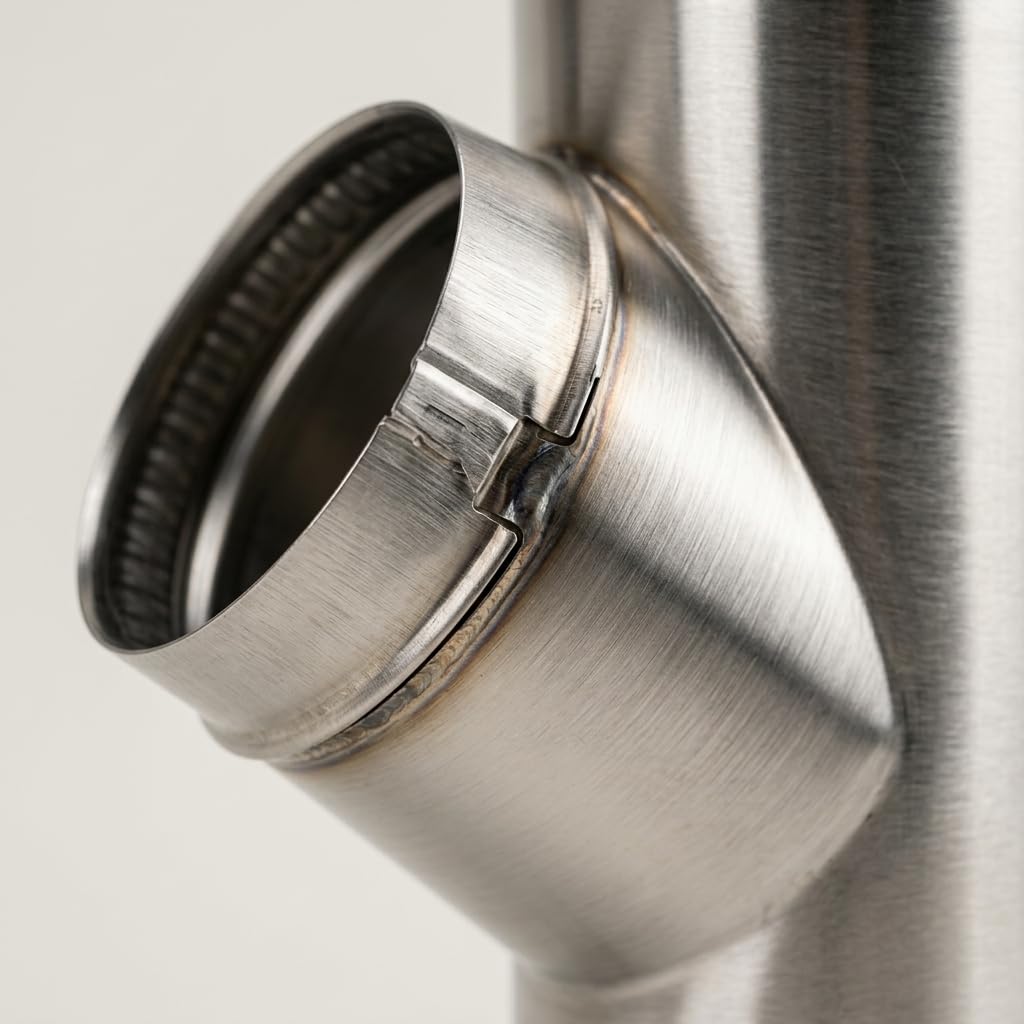 MAKA Raccordo a T 135° Braga per Canna Fumaria in Acciaio Inox, Raccordo Inclinato Monoparete per Stufa a Legna Pellet e Caldaia (Ø 120 mm, AISI 304)