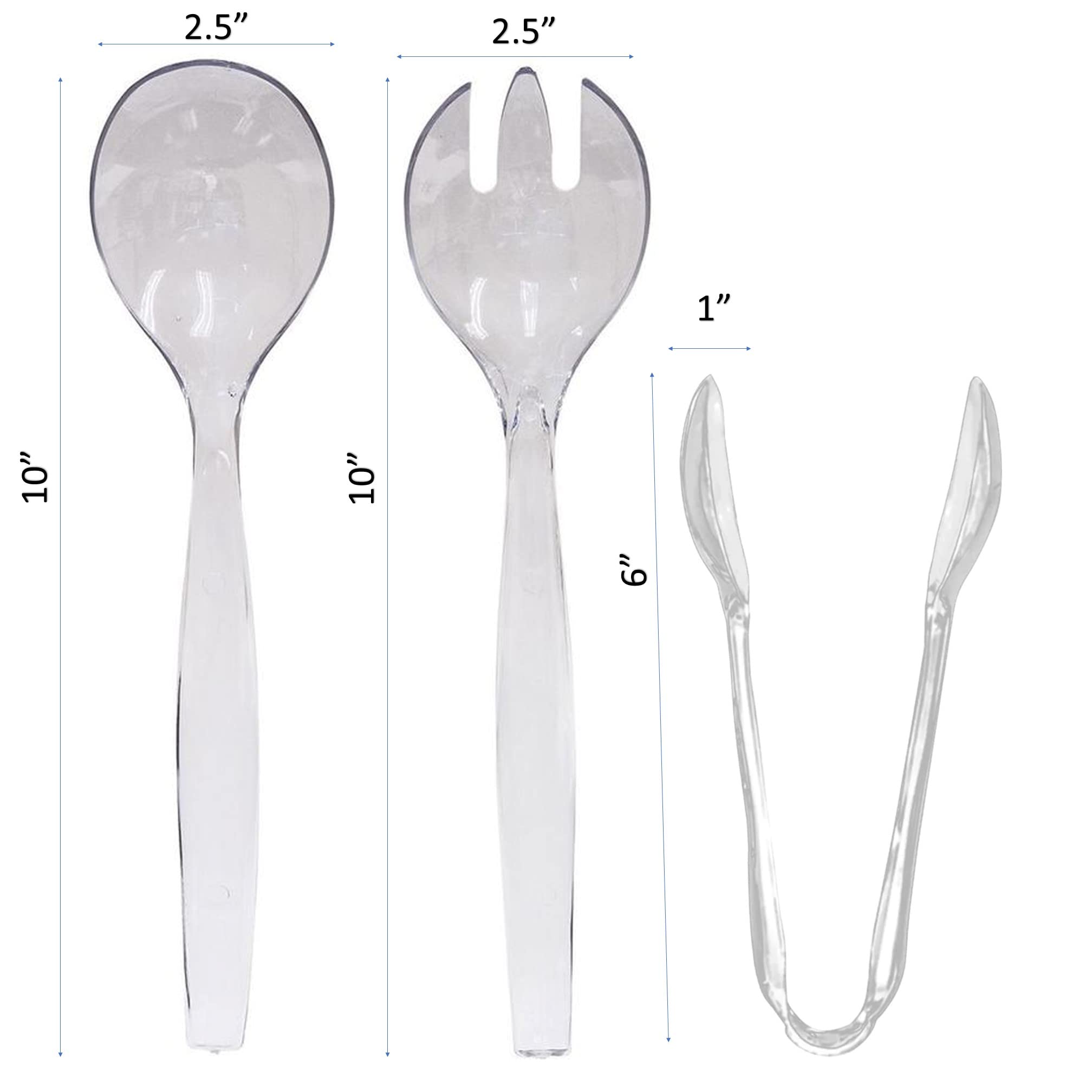 VeZee's Plastic Serving Utensils, Clear Heavy Duty Disposable utensil | Set 10