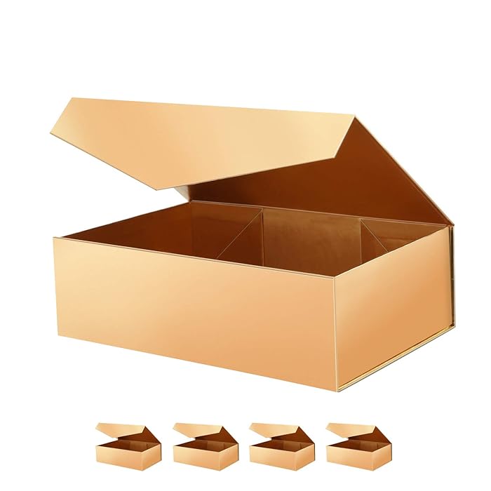 Buy JINGUAN 5 Large Gift Boxes with Lids 14x9.5x4.5 Inches, Gold Gift