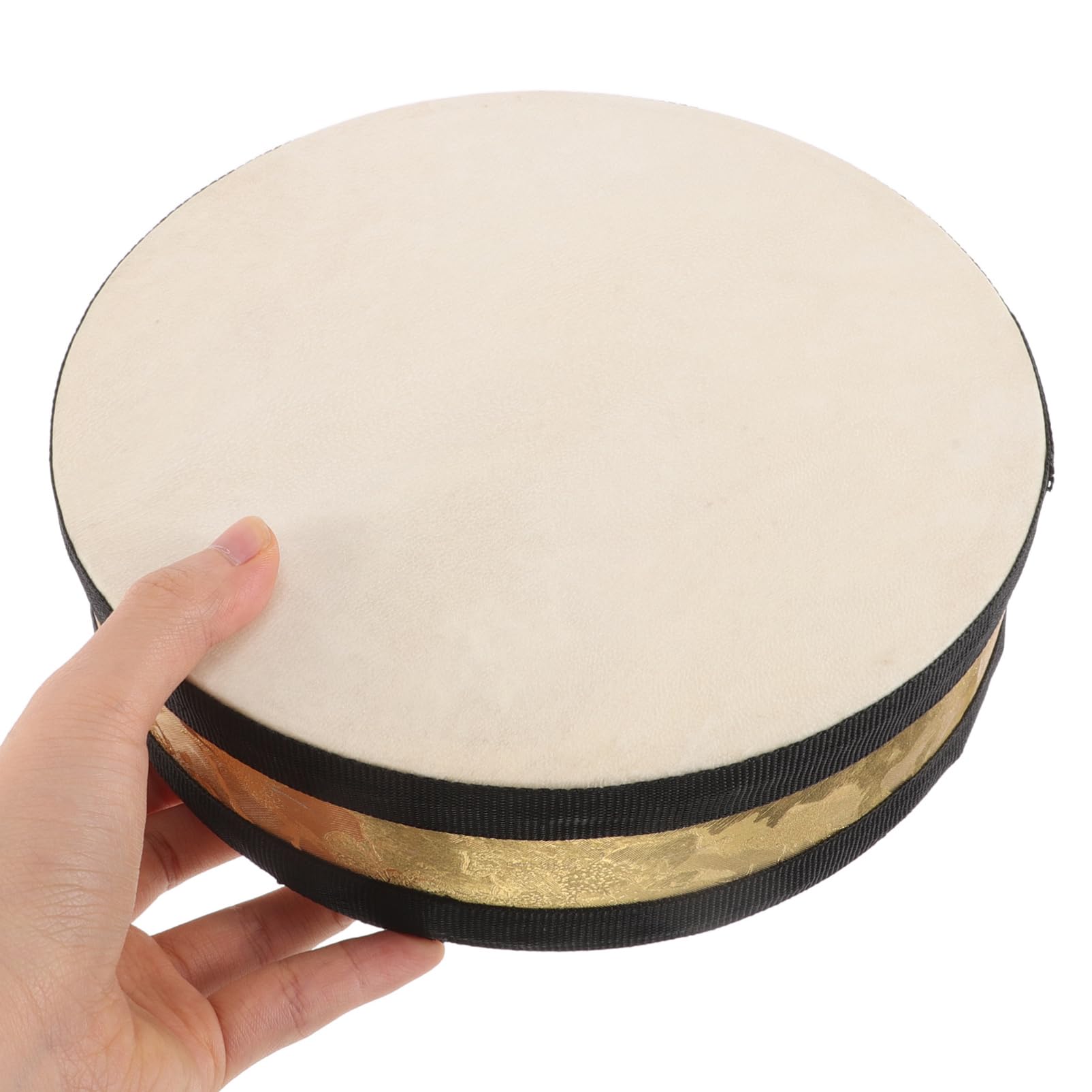 Kisangel Instrumento de Percusión Tambores Oceánicos de Mano Sonido Natural para Meditación y Relajación, Madera Dorada y Piel de Oveja, Adecuado para Prácticas de Yoga
