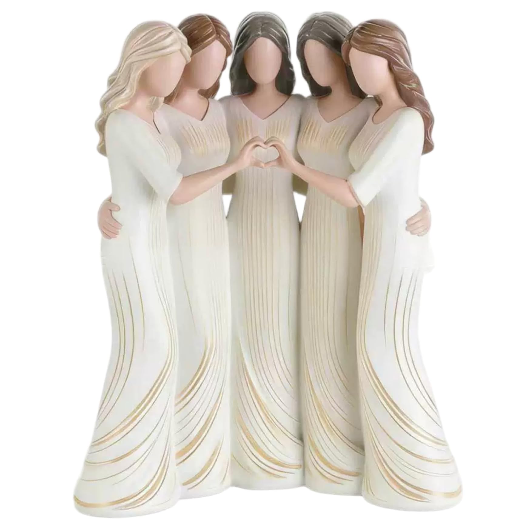 Lcarege Sister Figurines 5 Sisters Figurine with Heart Gesture Resin Friendship Figurines for Adults Family Friends Mother Daughter 5.9x3.2x7.1 inch
