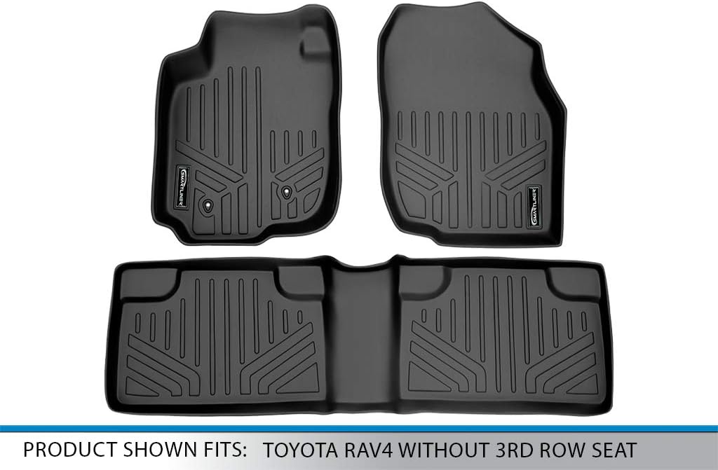 SMARTLINER Custom Fit Floor Mats, 2-Row Liner Set, Without 3rd Row Seating, Compatible with 2006–2012 Toyota RAV4 - Image 5
