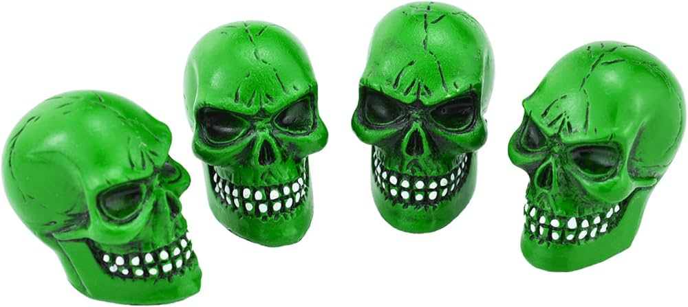 Amazon.com: Abfer Green Valve Stem Caps Skull Wheel Tire Air Cap
