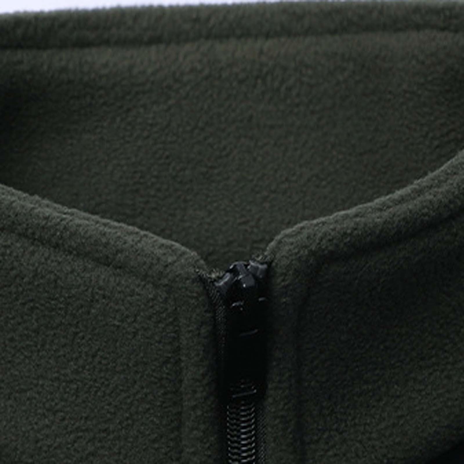 Polaire Homme sans Capuche Fleece Jacket Zippées Sweatshirt avec Poches Gilet Doublure Veste D'extérieur Doublé d'hiver De Randonnée
