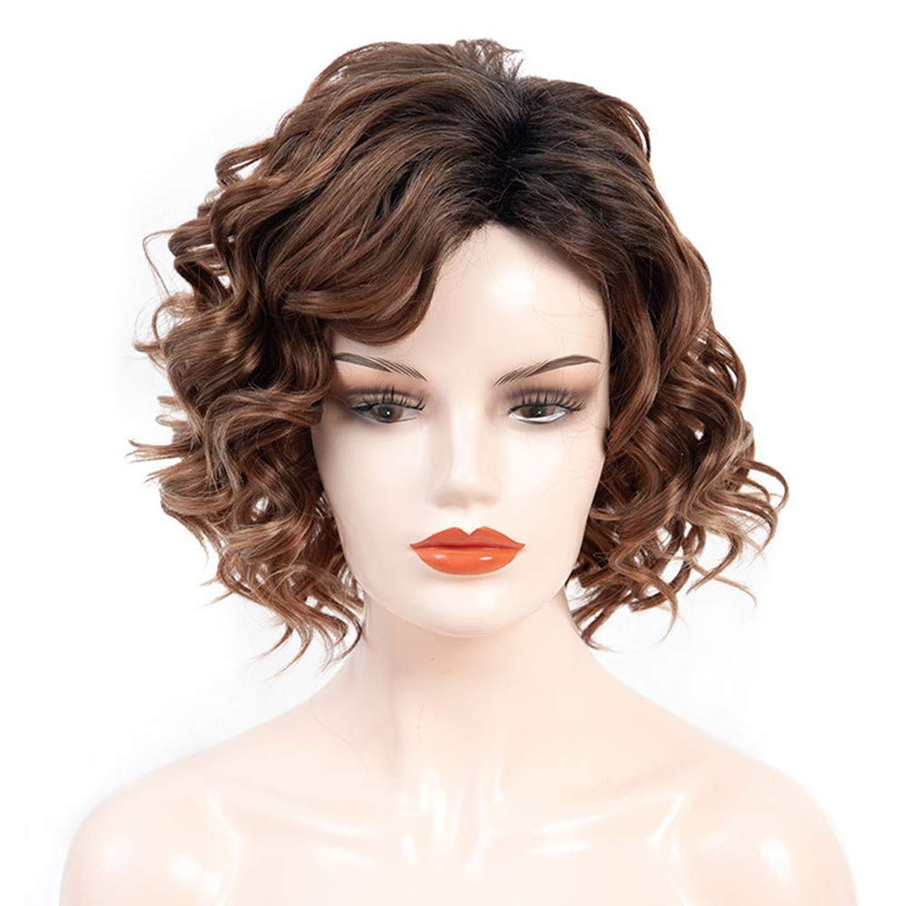 Perruque synthétique courte eau de vague or pour femme à cheveux fluffy - 6