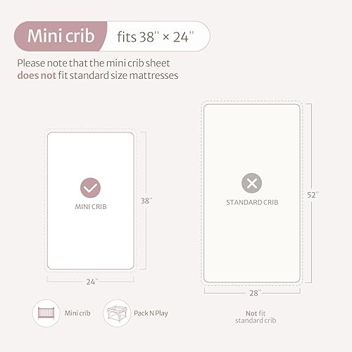 Vista 142 de Blissful Diary Sábanas de muselina para cuna, paquete y juego, sábanas ajustadas para Pack N Play, algodón suave para niños y niñas, paquete de 2
