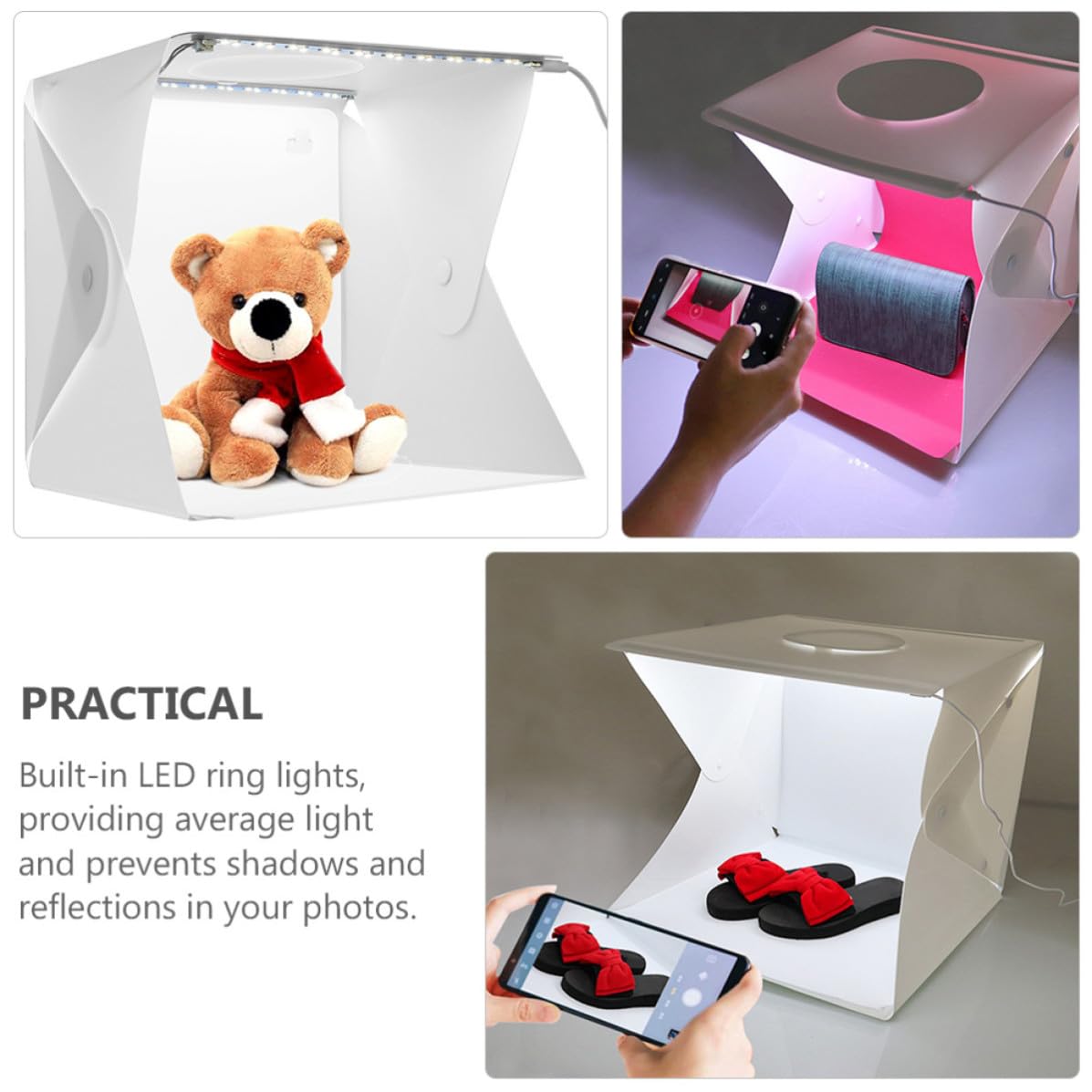 Caja de Luz Plegable LED de 40cm en Plástico Blanco para Fotografía