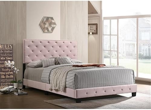 Miniatura 2 de Glory Furniture Cama matrimonial tapizada de terciopelo Suffolk en rosa