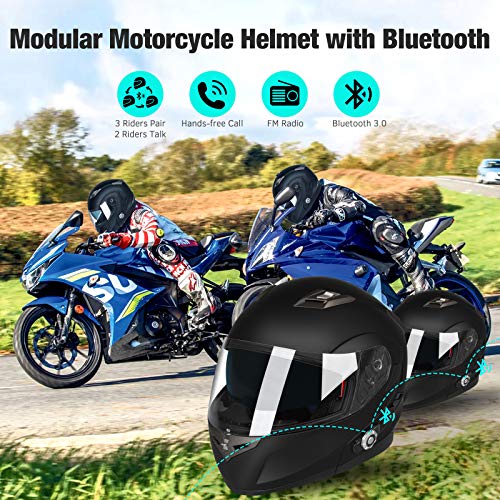 image for Motorcycle Bluetooth Helmet, FreedConn BM2-S Flip Up Modular Bluetooth