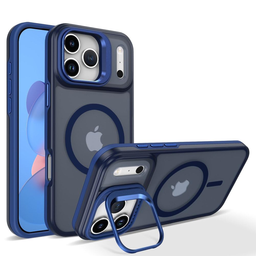 Matowe, przezroczyste, magnetyczne etui odporne na wstrząsy do iPhone'a 17 16 15 14 13 12 Pro Max 17 Air 16 15 14 Plus z funkcją ładowania bezprzewodowego, niebieskie, do iPhone'a 16 Plus