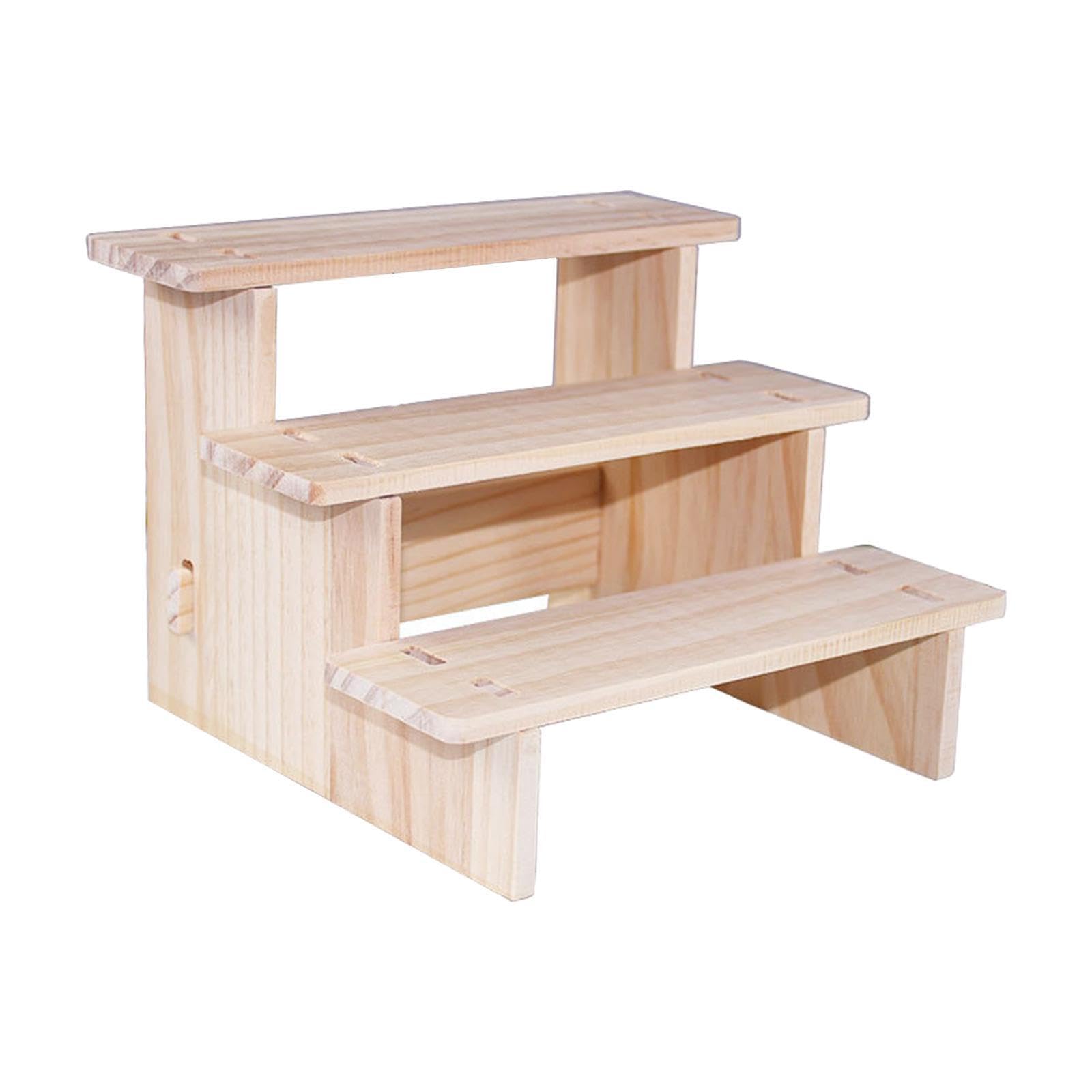 TWISAXC Easy To Wooden Riser Display Organizer Rectangle Displaying Crafts Collectibles On Counters Multi Tier Display Stand Makes Efficient Of Counter Space, 3 layer 20cm