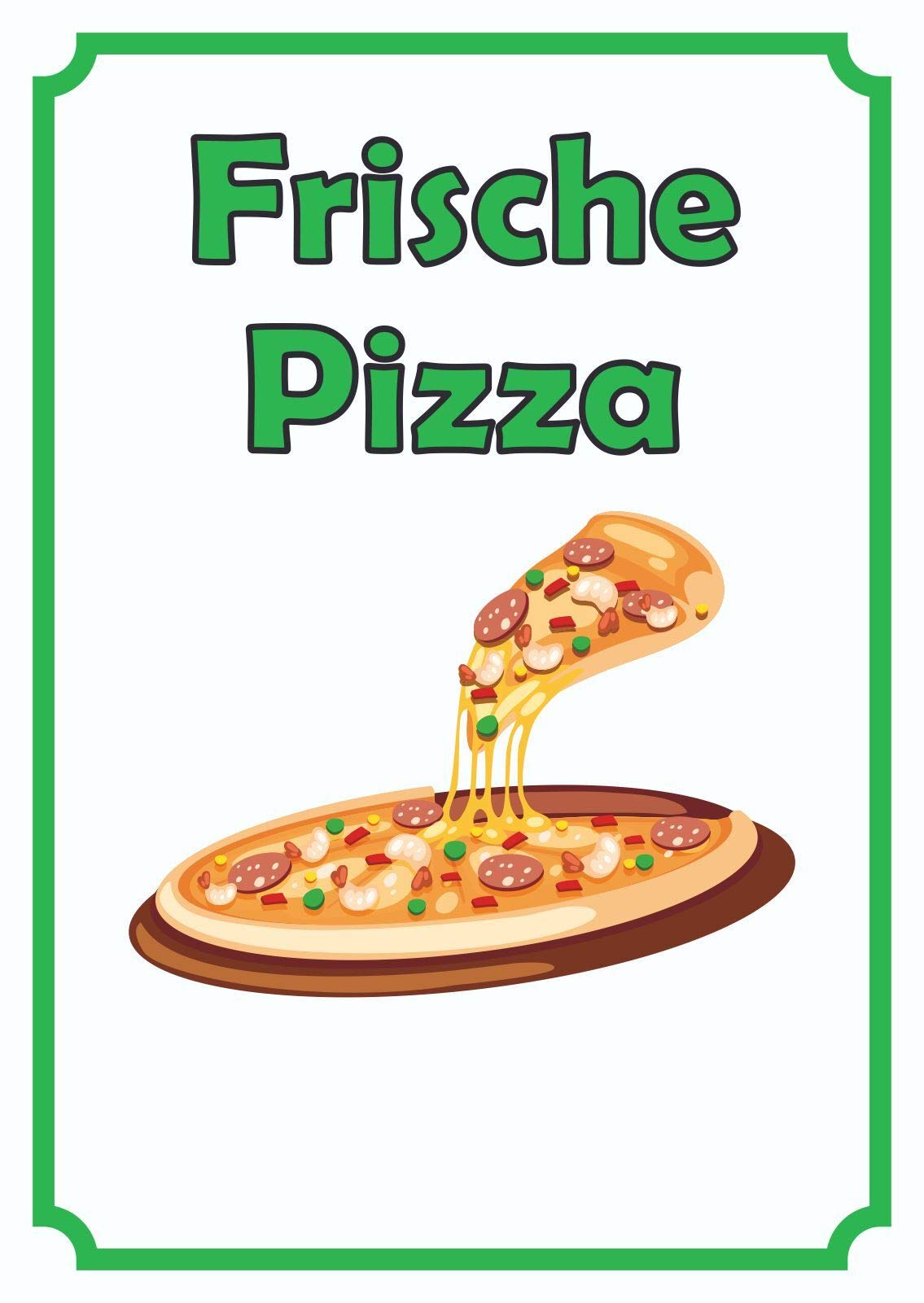 Frische Pizza Schild Hochkant A1 Rückseite selbstklebend