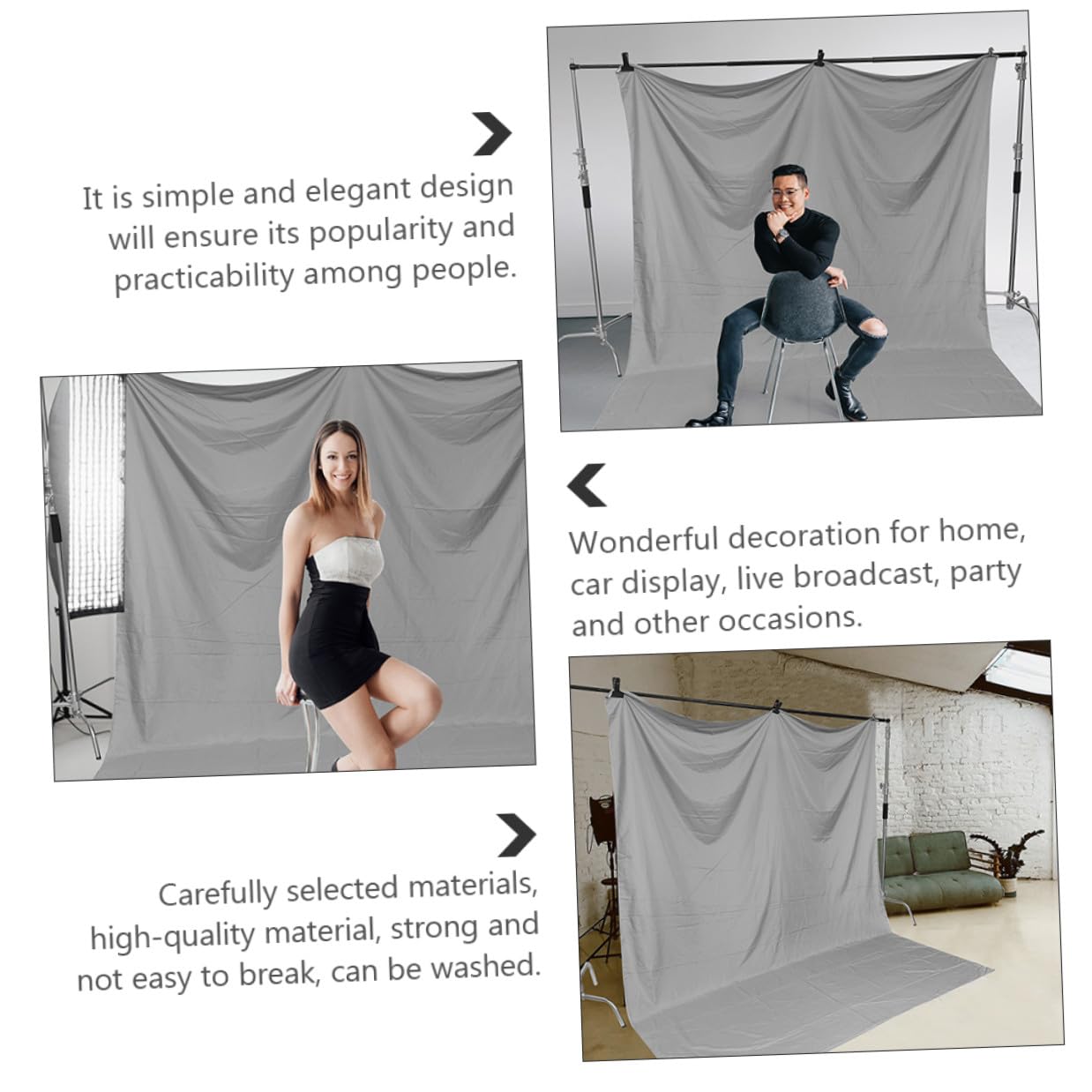 Sfondo Fotografico Spesso e Lavabile in Cotone Poliestere Grigio per Decorazione Casa e Copertura Tavolo da Pranzo per Servizi Fotografici Professionali