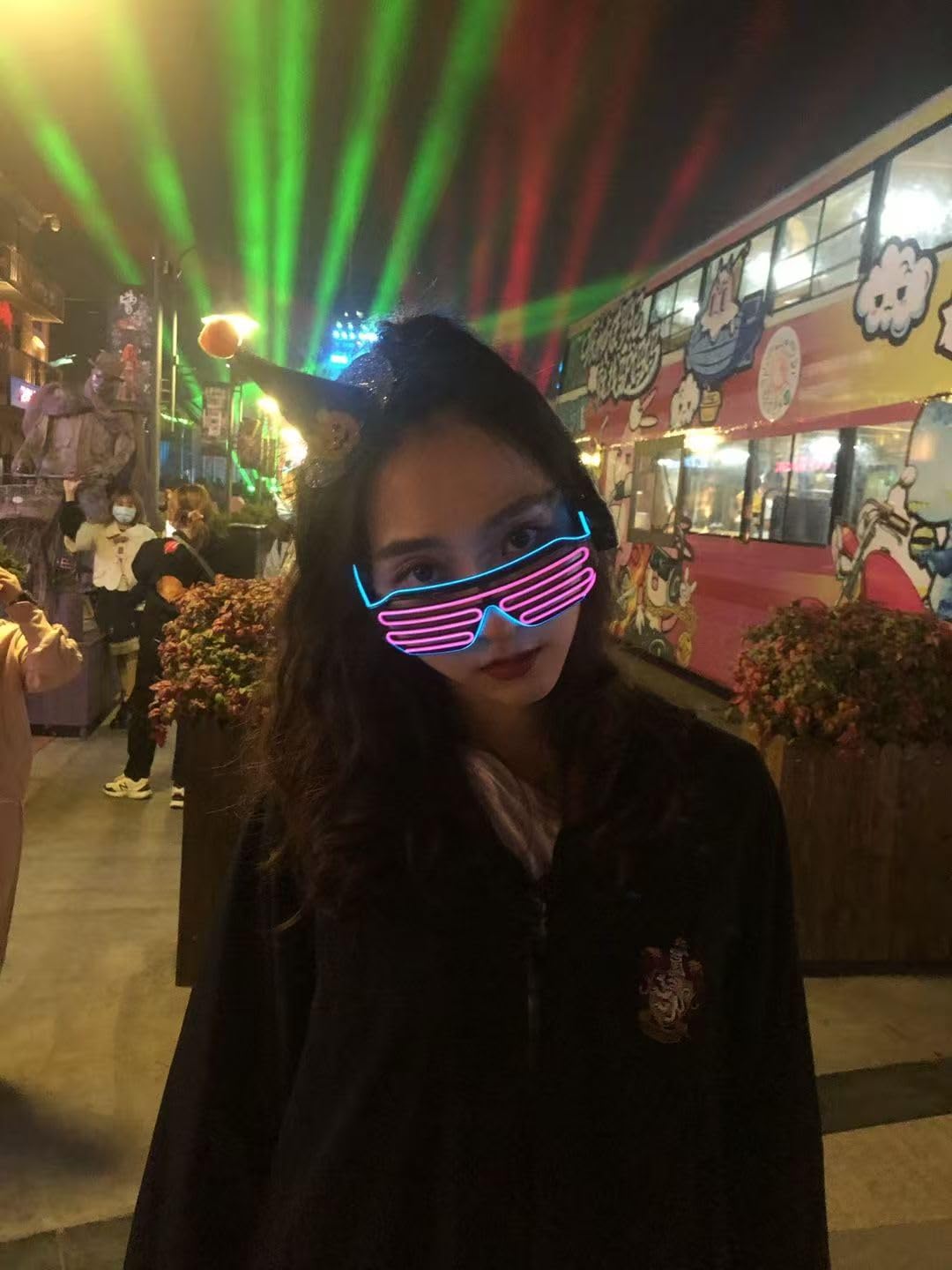 Leuchtende Disco-Rave-Brille für Männer und Frauen, leuchtende LED-Neon-Sonnenbrille, Rave-Party, EDM-Kostüme, Brillen, verwenden Sie AA-Batterien