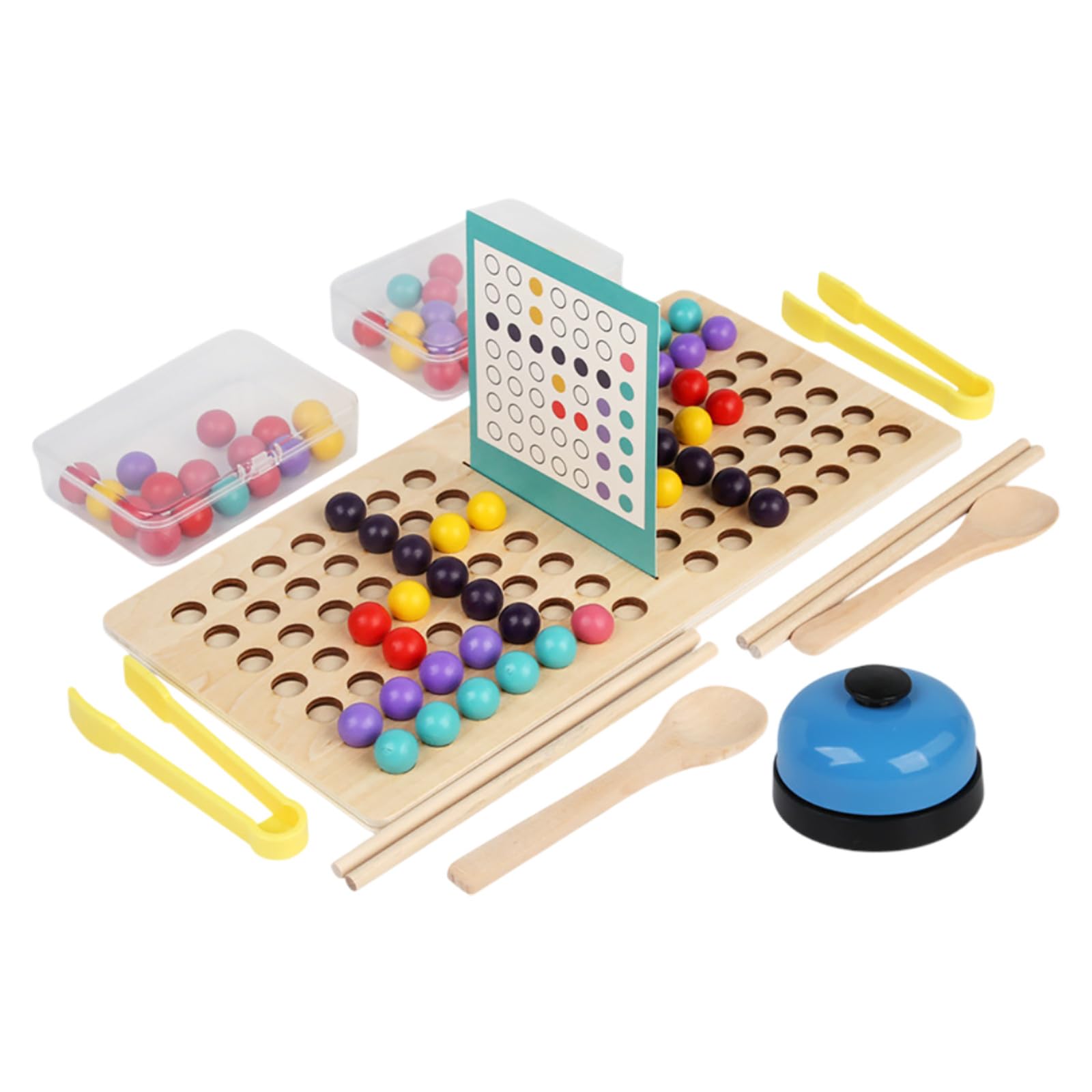 Lernspielzeug Perlenspiel mit Holzklammer, Farberkennungs- und Klassifizierungsspiel, Perlenspiel mit Holznagelbrett, Zählspiel, Feinmotoriktraining