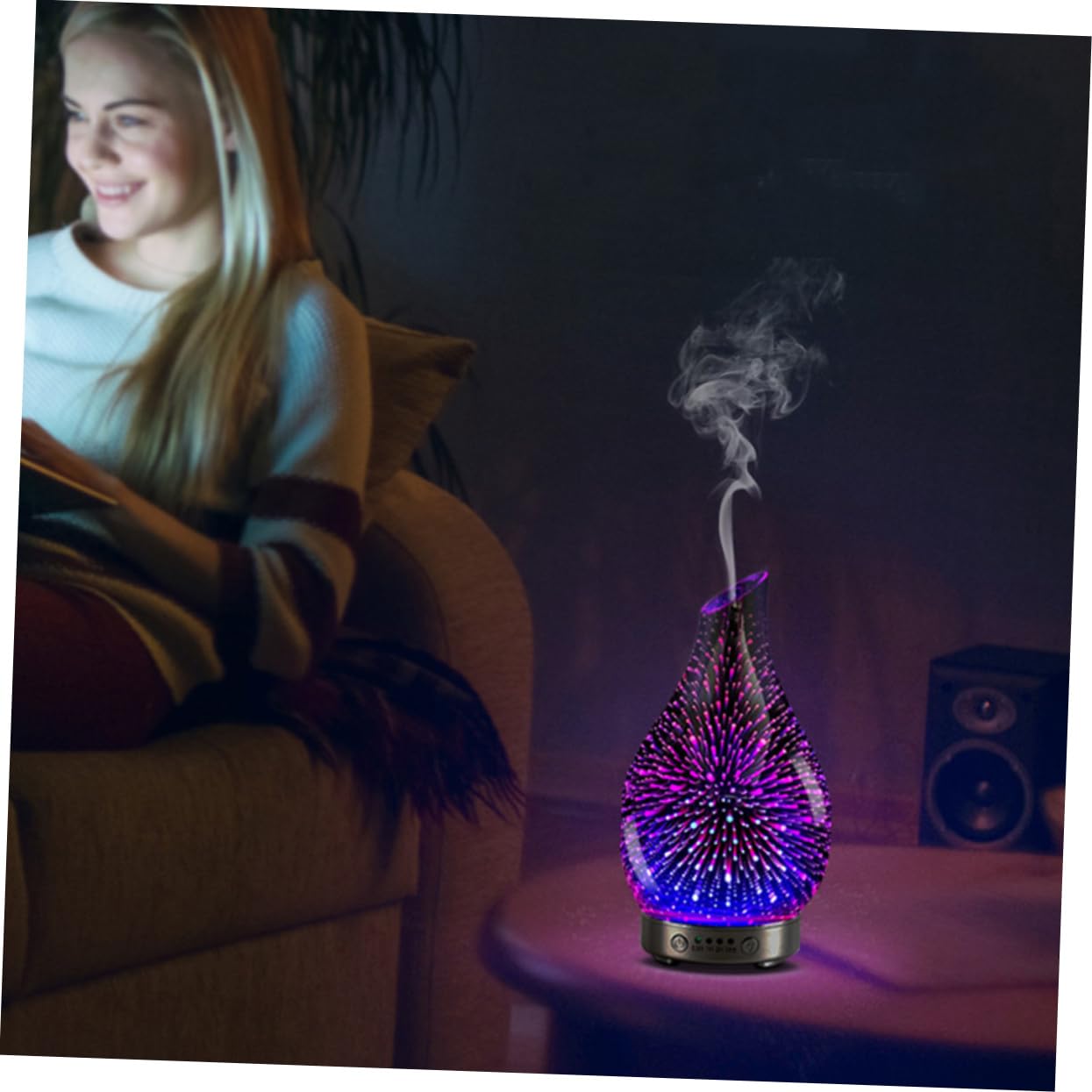 ERINGOGO 1 Szt Nawilżacz Powietrza Domowy Relaksujący Dyfuzor Dyfuzor Olejków Eterycznych Biurowy Nawilżacz Powietrza Szklana Butelka Nawilżacz Dyfuzor Olejków Nawilżacz 3D Szklany