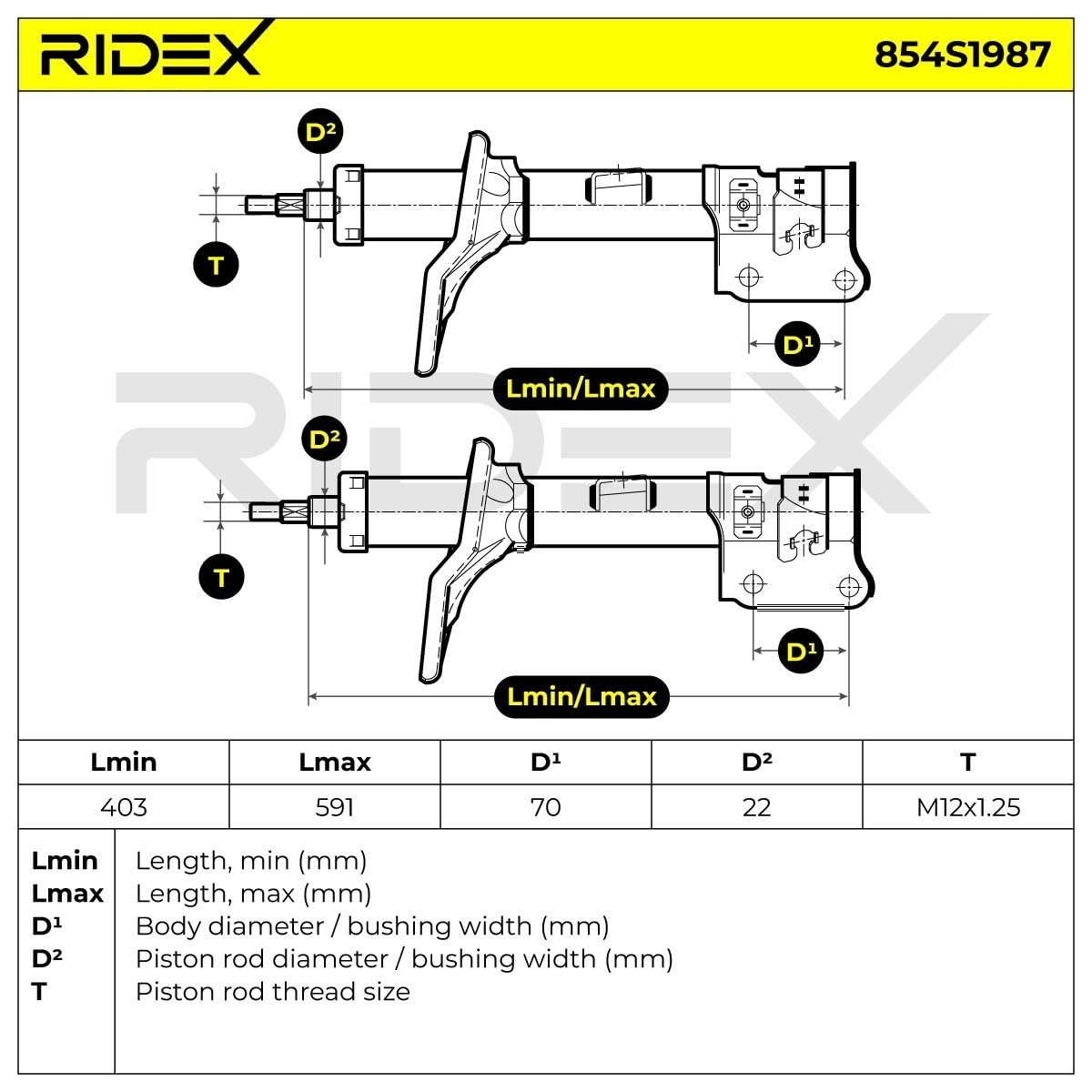 RIDEX 854S1987 2x Amortiguador Delantero Izquierda Delantero Derecha Delantero Compatible con HYUNDAI TUCSON JM