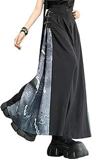 [ＺＨＯＮＧＪＵＥ] 和風 袴パンツ ガウチョパンツ ゆったり ロングパンツ はかまパンツ キュロット ストリート 切替え 和柄 ワイドパンツ 病み系 モード チャイナ風 チャイナパンツ 男女兼用 原宿 異素材