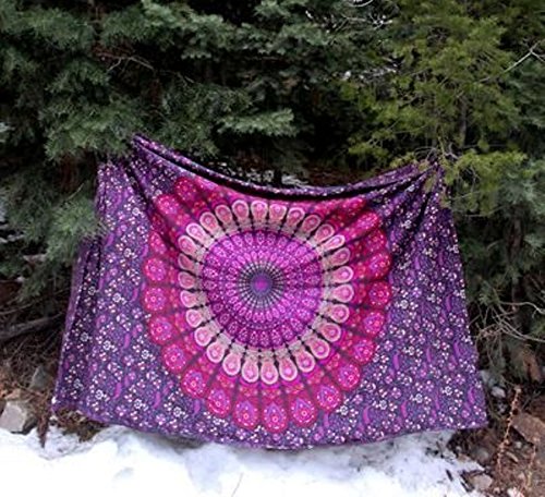 Tapeçaria de mandala de pavão grande mais vendida por Jaipur Handloom – Um hippie perfeito, boêmio,
