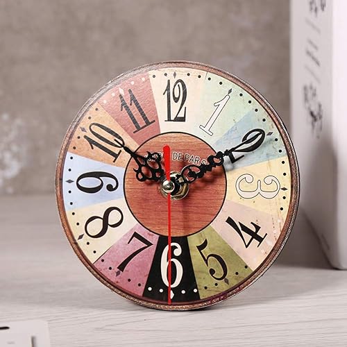 Miniatura 2 de Reloj de pared de madera, 1 unidad, artístico, creativo, estilo europeo, redondo, de madera antigua, reloj de pared, decoración de hotel, reloj