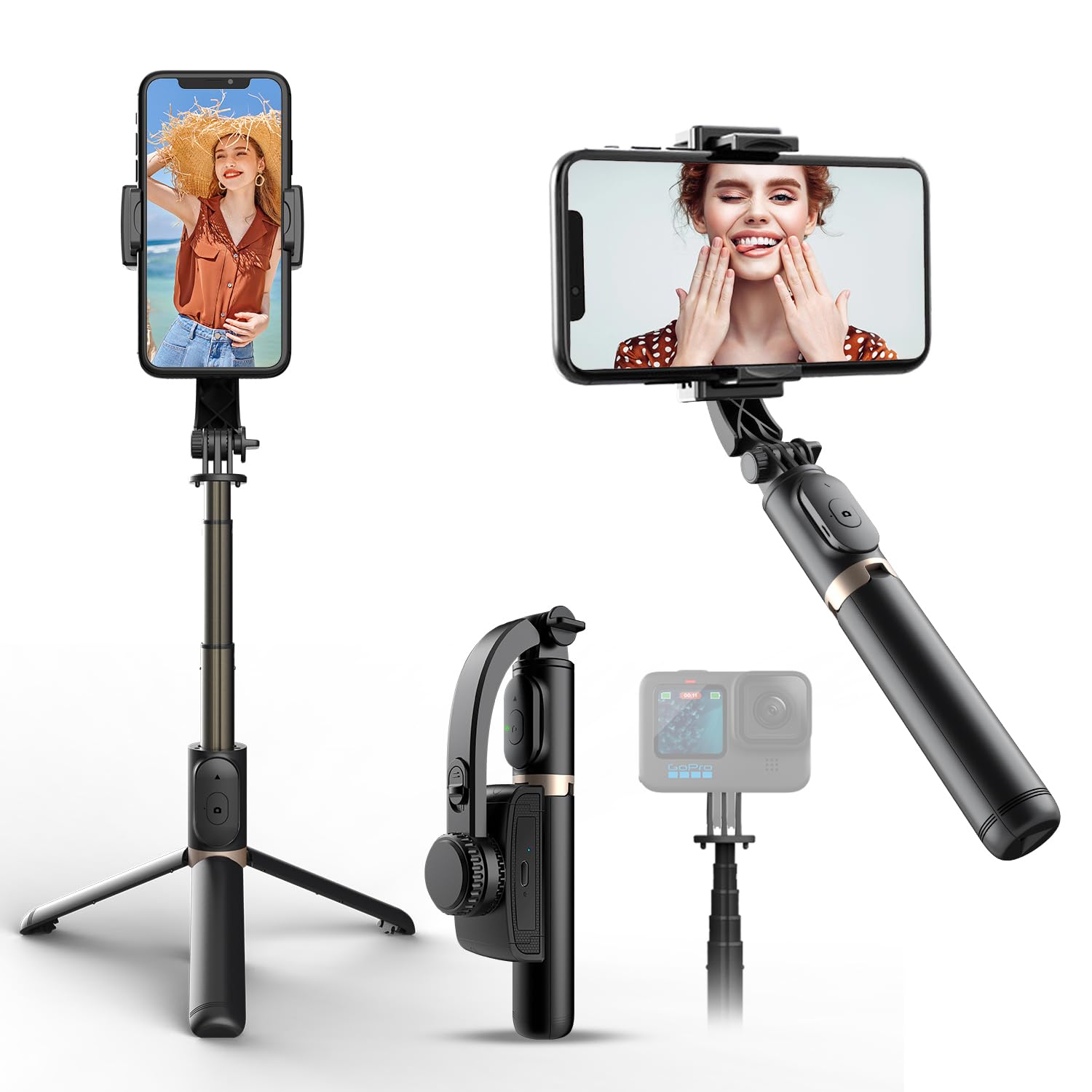 Selfie Stick Tripod with Gimbal Stabilizer for Phone, 360° Auto-Balance 1-Axis Rotation, Remote Control, Portable for Vlogging, TikTok, Group Selfies, Live Streaming-image-32