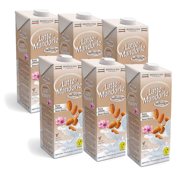 6 x Latte di mandorla artigianale Calabrese 1 Lt | FORMATO RISPARMIO 6 BRICK 1 LT CAD.