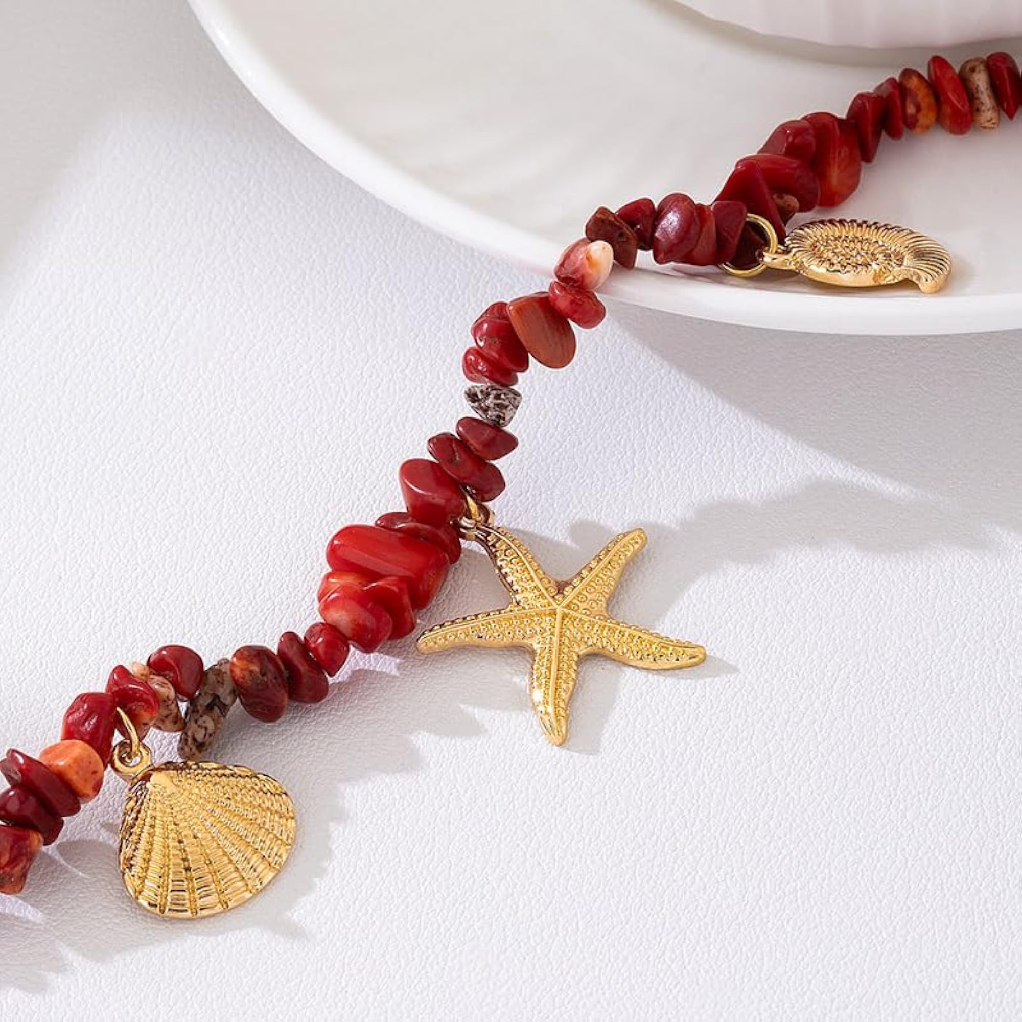 Beaded Anklet for Women with Starfish Charms