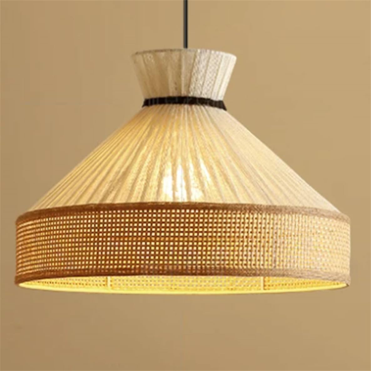 CSSYKV Wabi-sabi Style Rattan Light Fixtures Tropical Southeast Asia Style Pendant Light Zen Style Tea Room Lamp Handmade Rattan Cage Lantern for Dining Room Bedroom Kitchen Hallway Foyer 1-Pack