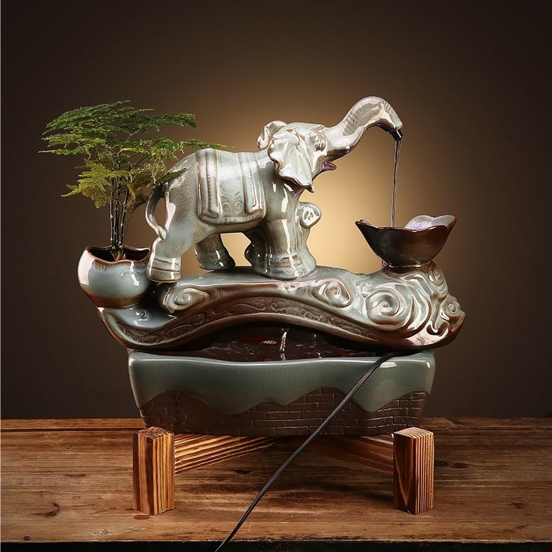 Fuente De Mesa Fuente de Mesa Estilo Chino, Fuente Agua Corriente Creativa, decoración for Oficina, Sala Estar, Adornos for pecera De Cascada Interior