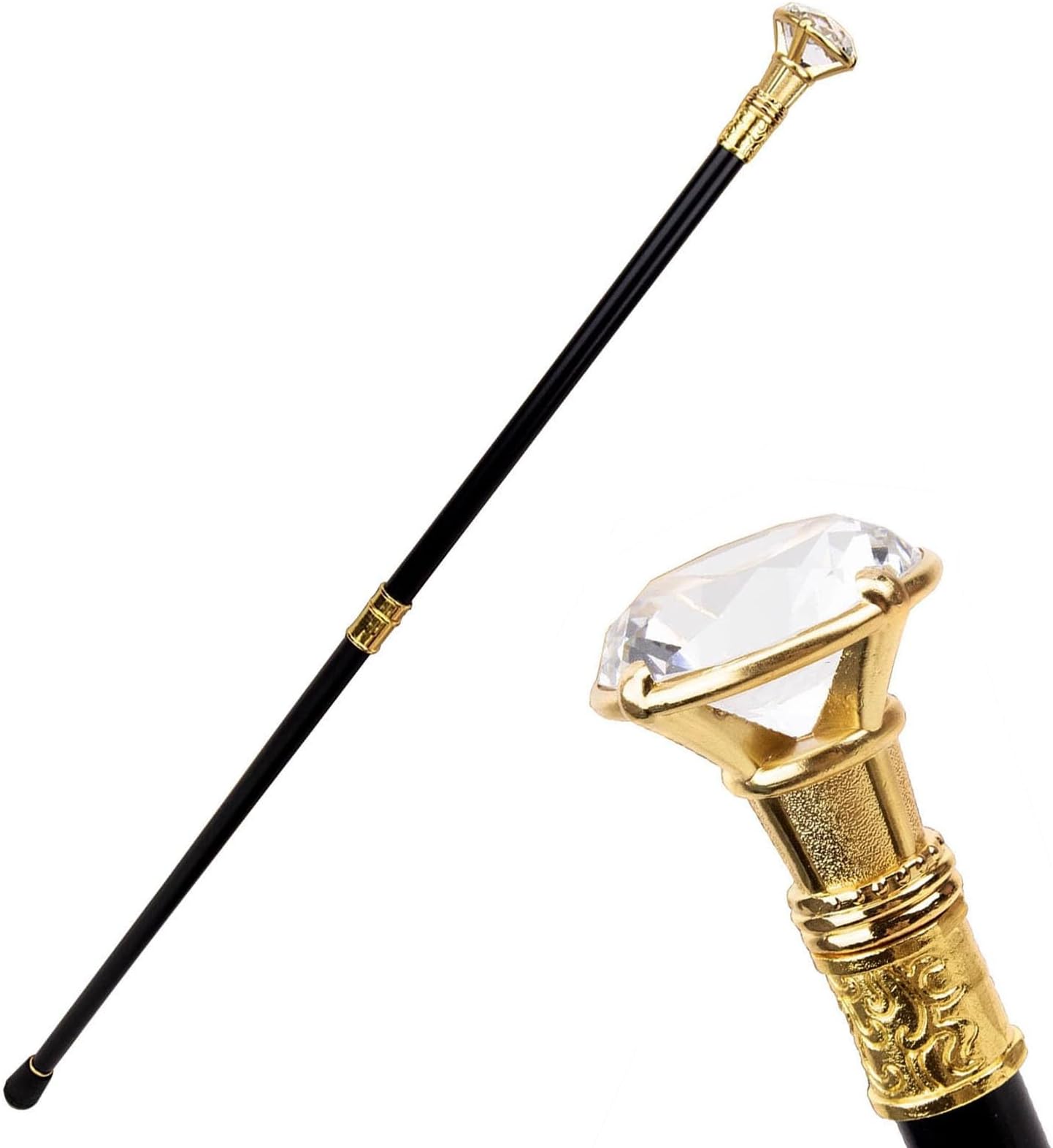 Crystal Diamond Cane Clothing Accessories Cane Creative Fashion Metal Crutches New Year Performance Props(glod,91cm/35.8inch)