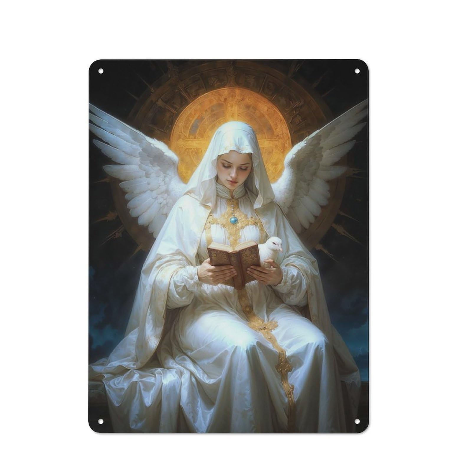 Junmoney Divine Virgin Garage Style Decorative Metal Plaque 40X30cm, Garage Wall Decor For Workshop, Basement, Shed Or Games Room