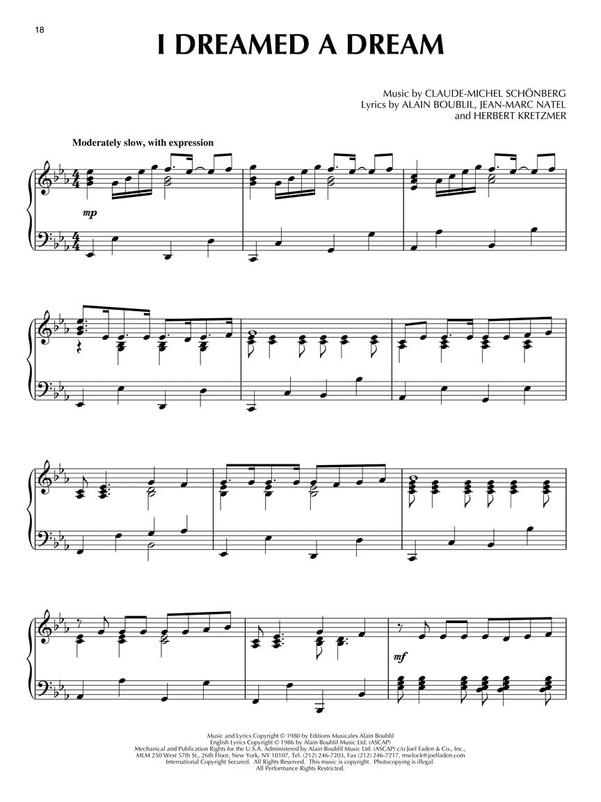 Les miserables piano: Updated Souvenier Edition (Piano Solos Olo Series)