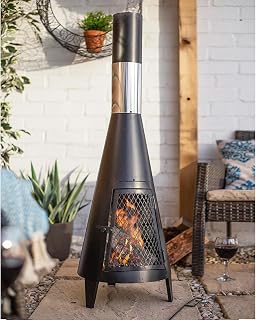Chiminea Outdoor Fireplace for Patio, 63 inch Tall Wood Burning Fire Pits for Outside, Outdoor Chimineas Wood Burning Fireplace, Patio Metal Rocket Fireplaces, Backyard Outdoor Fire Pits