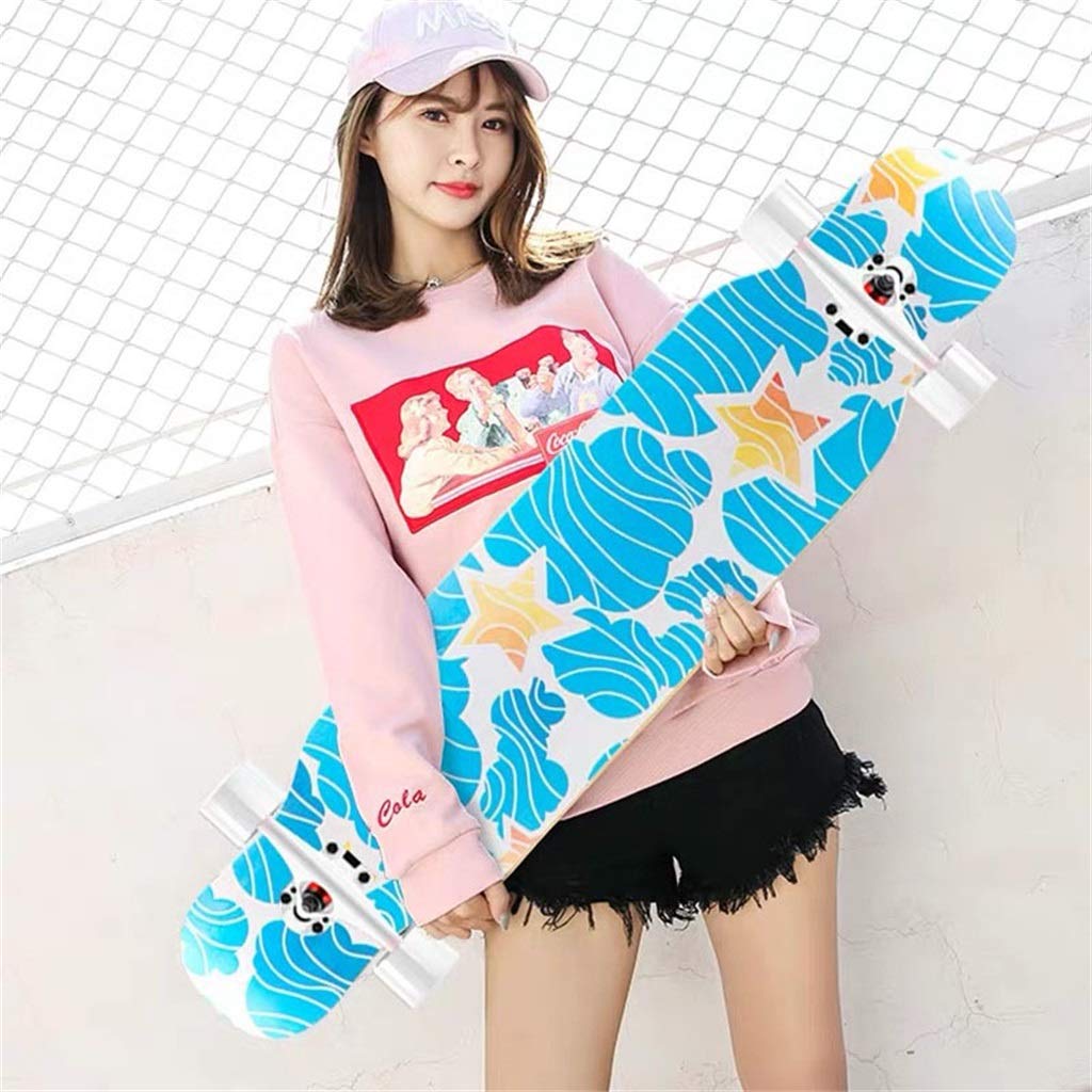 LZY YEENUO 42 "Longboard 8 Capas de Madera de Arce Canadiense Skateboard Completo - Patineta Completa Cubierta de caída Completa Maple Cruiser - para Adultos jóvenes niños Principiantes niña y niño