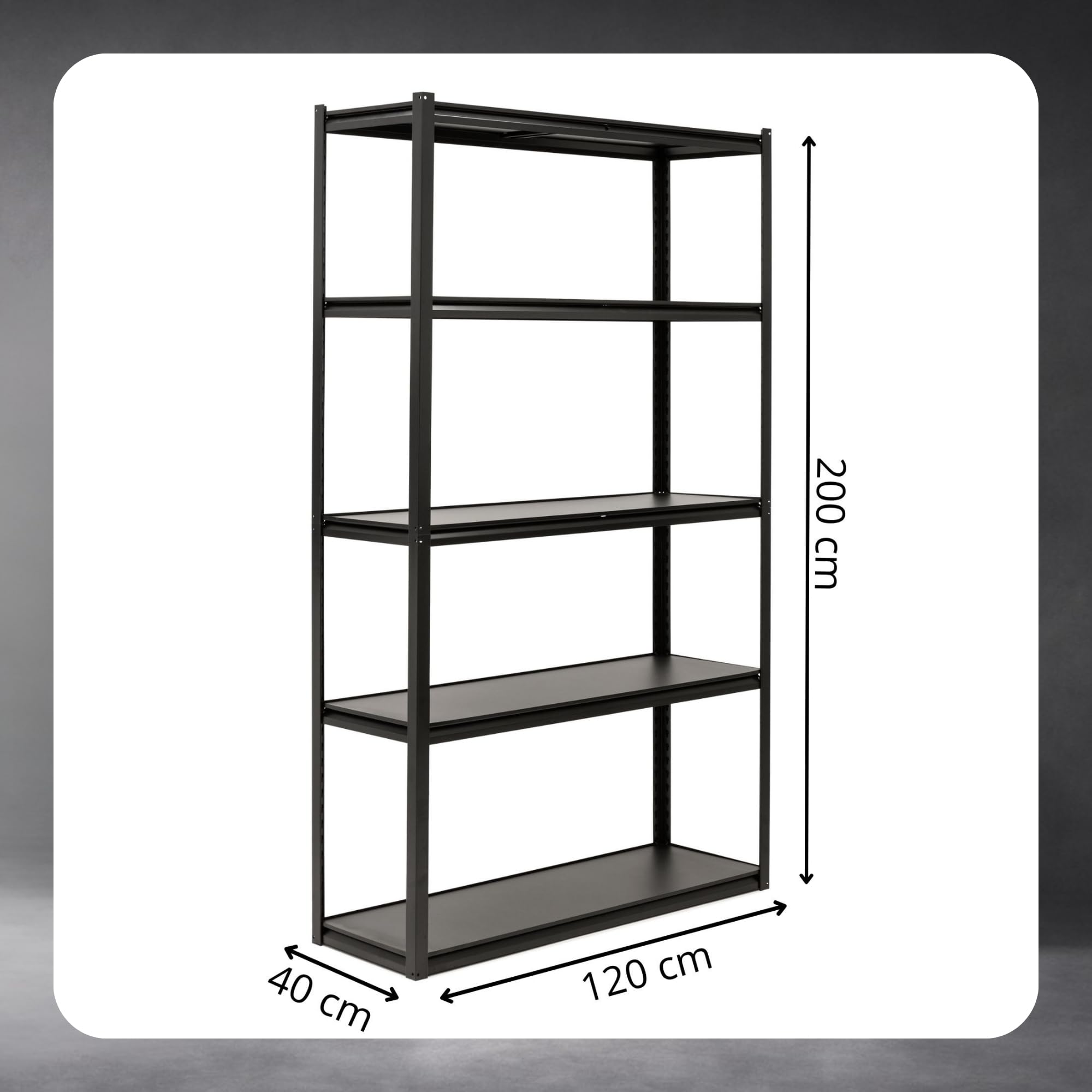 SPRINGOS Scaffalatura per carichi pesanti, 200 x 120 x 40 cm, con 5 ripiani in MDF, portata fino a 750 kg, in metallo zincato, regolabile in altezza, divisibile, per garage, officina, magazzino