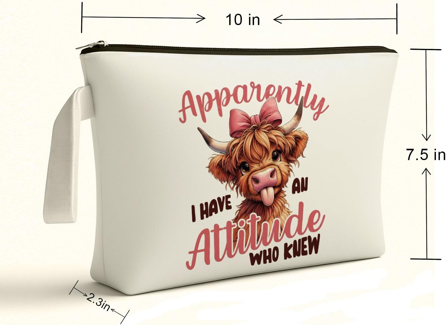 Highland Scottish Cow Makeup Bag - Highland Cow Themed Gifts for Girls Mom Women, Cosmetic Travel Bags for Women - Image 2