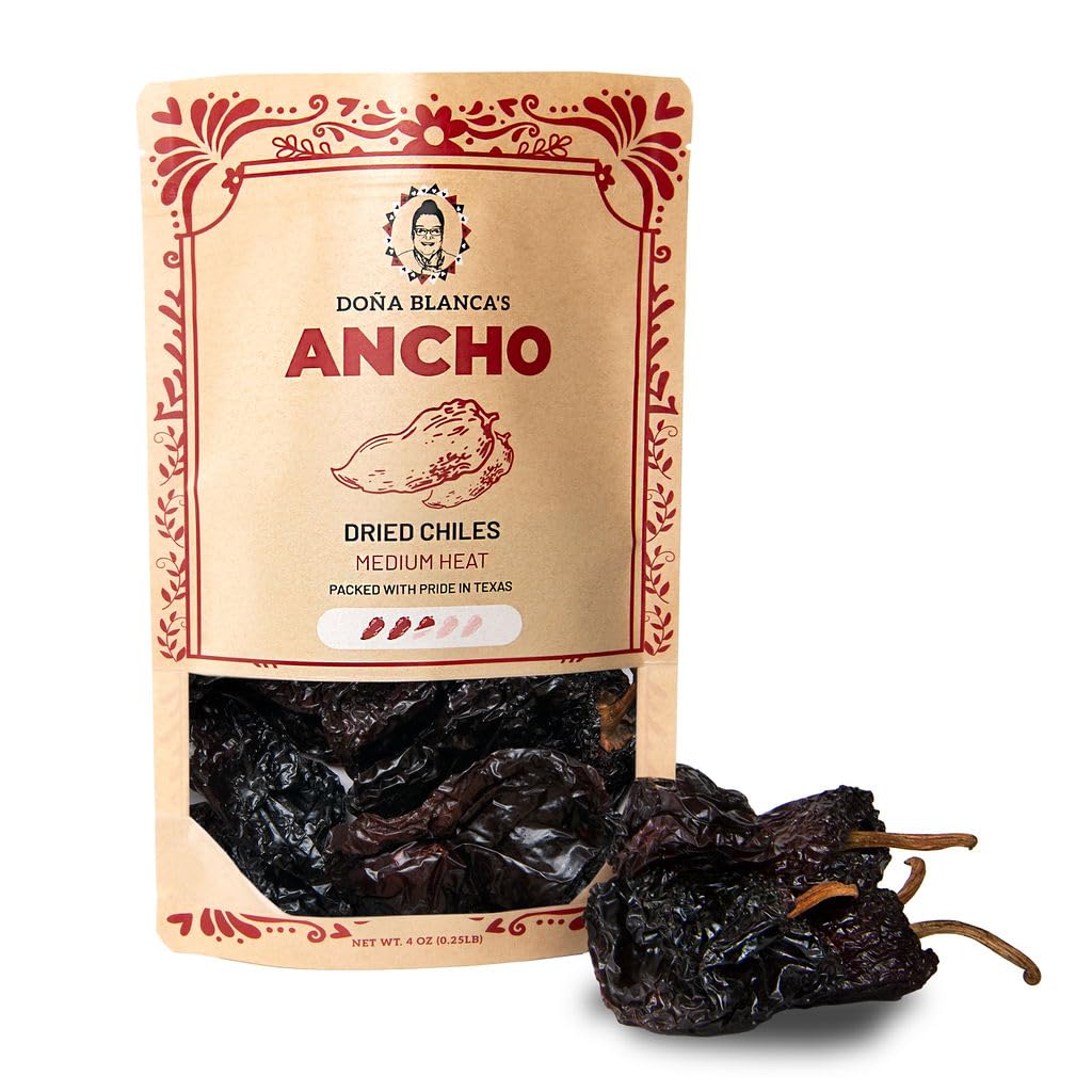 Doña Blanca - Dried Ancho Chiles 4 Oz - Premium Dried Chiles - Great for Birria Sauce, Mexican Mole, Enchiladas, Salsas, and Pozole - Mild to Medium