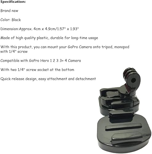 Miniatura 2 de Acxico 1 unids liberación rápida trípode montaje adaptador cámara conector fijo 14 "tornillo para Hero 5 4 3+3 cámara