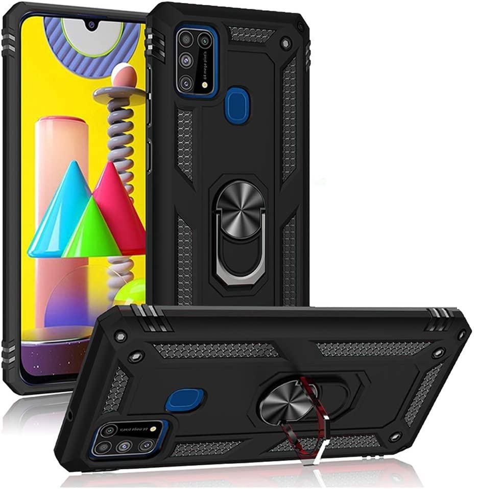 REALCASE PC & TPU Samsung M21 2021 Edition, M21, M30S Back Cover Case, Heavy Duty Dual Layer Hybrid Shock Proof Armor Defender Ring Case Back Cover For Samsung M21 2021 Edition, M21, M30S (Black) (B081H94ZQ4) Amazon Price History, Amazon Price Tracker