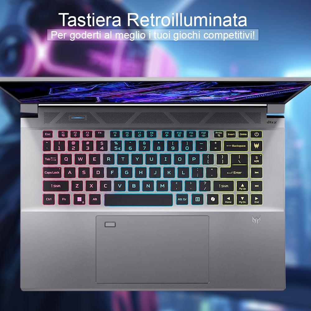acer Notebook Gaming Predator Triton Neo • Portatile Gaming Processore Intel Ultra 5 125H • RAM 16 GB DDR5 • SSD 1 Tb • Display 16.0" FULL HD IPS 165 Hz • NVIDIA GeForce RTX 4050 6 GB GDDR6