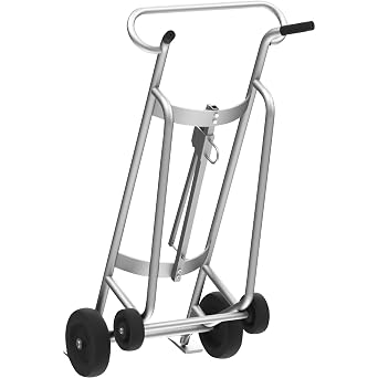 Valley Craft F82645A4 EZY-Rol Aluminum Automatic Drum Truck with 4 Mold-On Wheels, 1000 lbs Capacity