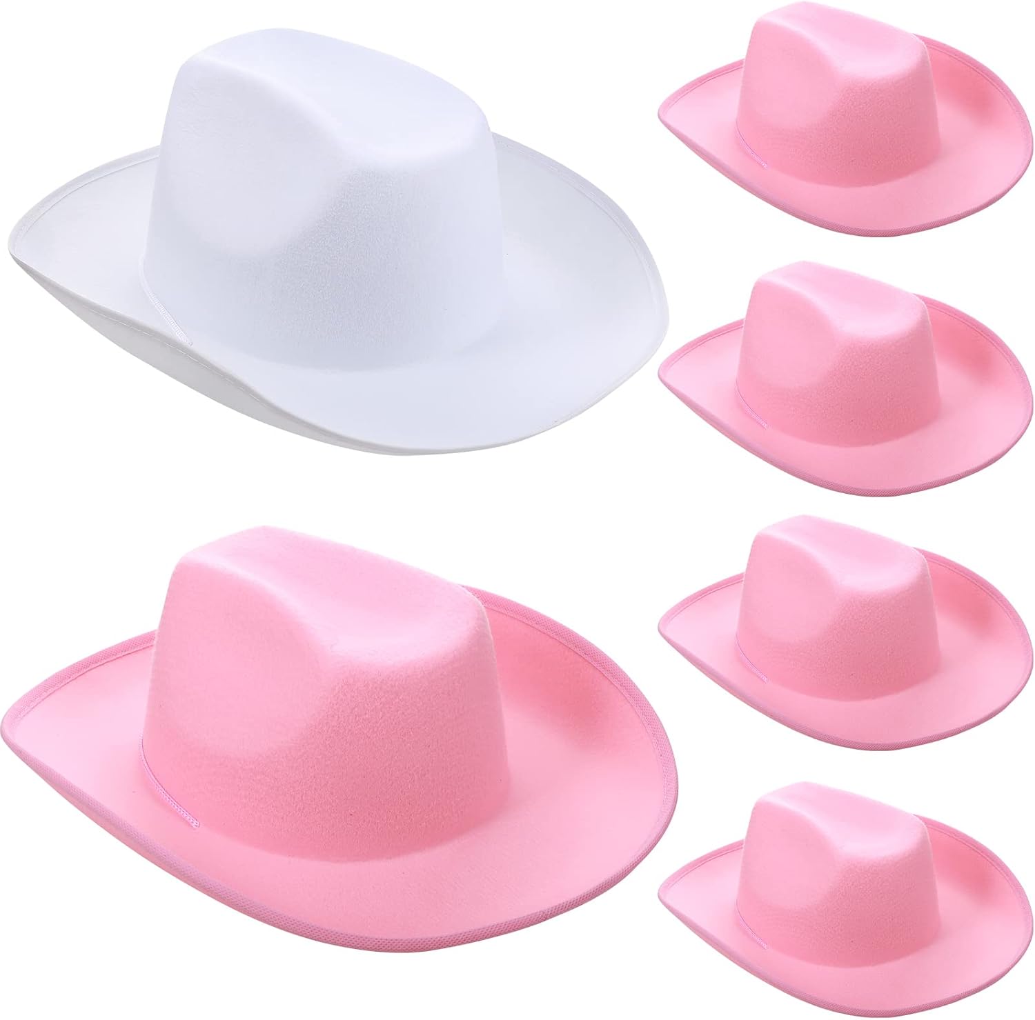 Hicarer 6 Pack Women Cowgirl Cowboy Hats with Feather Western Hat for Bachelorette Bridal Wedding Party Costume Dress up